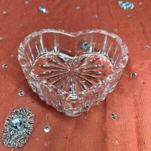 Mikasa Crystal Heart Trinket Dish Starburst Clear 4.5" Small Jewelry Bowl